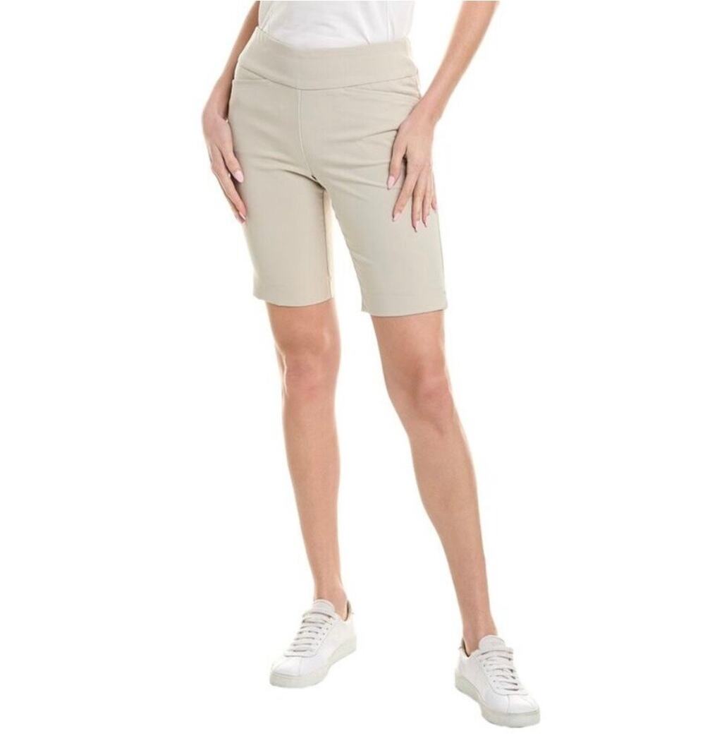 IBKUL Stain Resistant Solid Women’s Shorts‎ Stone Size 6 UPF 50+ Active